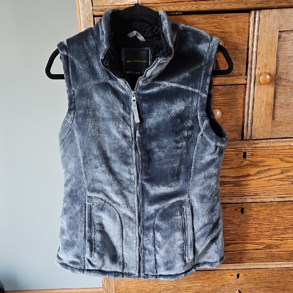 ❄️ Weatherproof Charcoal Gray & Black Women's Vest Velour & Fleece Lined Vest